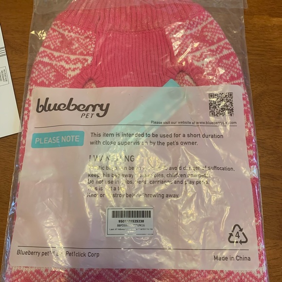 Blueberry Pet Tinsel Knit Fair Isle Sweater - Picture 3 of 5
